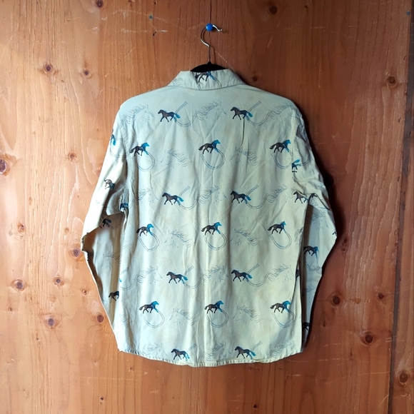 Wrangler Horse Patterned Light Beige Cotton Button Up Shirt - Picture 2 of 9